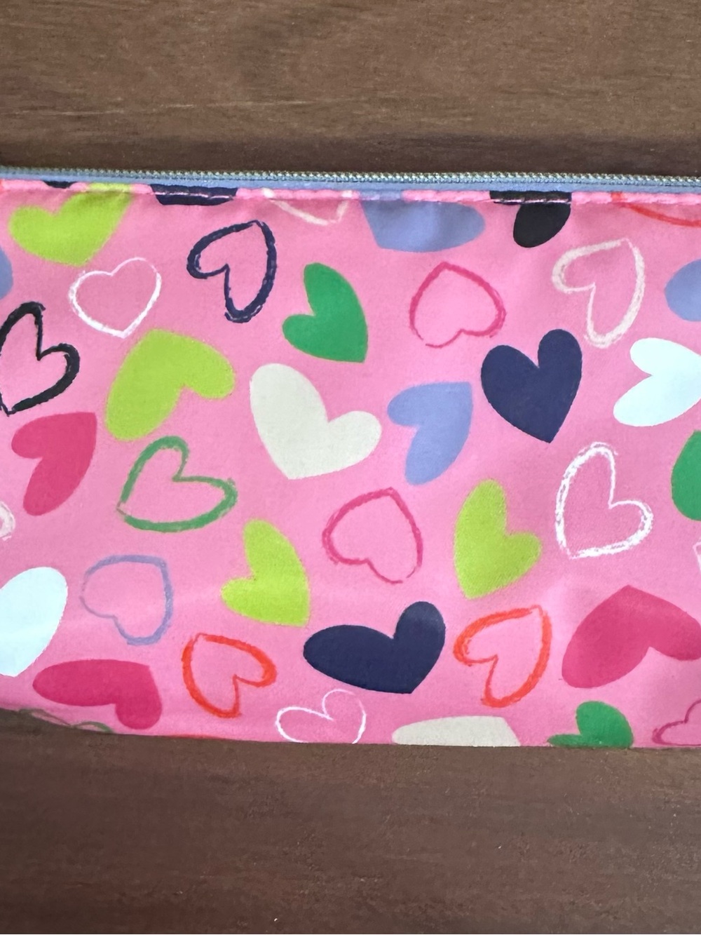 Heart Print Pink Pencil Case or Cosmetic Makeup Bag - Unbranded